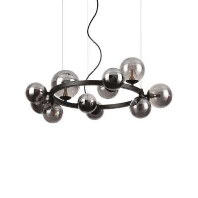 Lampadario nero moderno rotondo 11 sferette fume PERLAGE SP11 FUME IDEAL LUX
