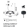 Immagine aggiuntiva di Lampadario cerchio rotondo nero 5 cilindretti lampadine MINOR ROUND SP5 IDEAL