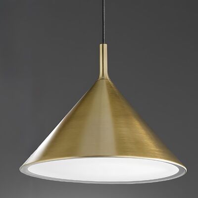 Lampadario a piatto in metallo oro satinato cono da 40cm  44405