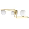 Lampadario ottone satinato moderno curve quadre sfere vetro ANGOLO PL3 OTTONE IDEAL LUX