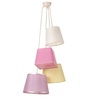 Dettaglio Lampadario a cascata di 4 paralumi rosa lilla giallo camerette camere da letto soggiorni