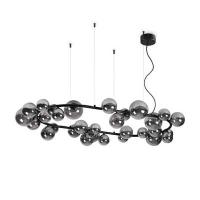 Lampadario particolare e importante ovale 143cm x 93cm 30 sfere nero PERLAGE SP30 FUME IDEAL LUX
