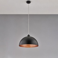 Lampadario a sospensione cupola 35cm nera interno rame Stile Urban Chic MARCUS LUCI E COLORI
