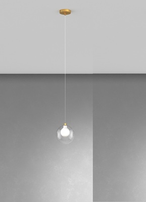 Lampadario piccola sfera 12cm trasparente interno bianca 1206OS/S1 INSIDE TOP LIGHT