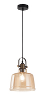 Lampadario piccolo vetro ambra trasparente 23cm attacco nero e brunito VINTAGE PERENZ
