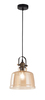 Lampadario piccolo vetro ambra trasparente 23cm attacco nero e brunito VINTAGE PERENZ