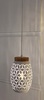 Lampadario piccolo a sospensione bianco con intagli e legno  41819