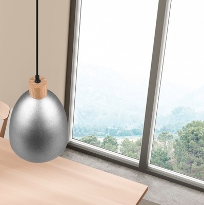 Sospensione lampadario a cupoletta 25 cm nickel antico e legno 41911 JAGGER LUCI MODERNE