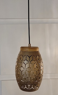 Lampadario a sospensione coffee 1 luce intagli in metallo  41820