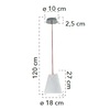Immagine aggiuntiva di Lampadario a sospensione vetro 18cm trapezio bianco cavo rosso  41953