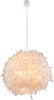 Particolare di Lampadario fashion piume bianche svolazzanti sfera 45cm piccola camera o salotto  427
