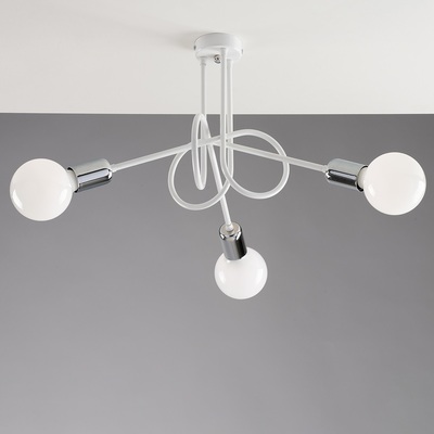 Lampadario a plafoniera moderna braccetti nodo 3 luci a vista bianco  42379