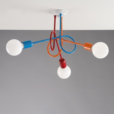 Plafoniera colorata braccetti 3 luci a vista ideale per camerette  42380