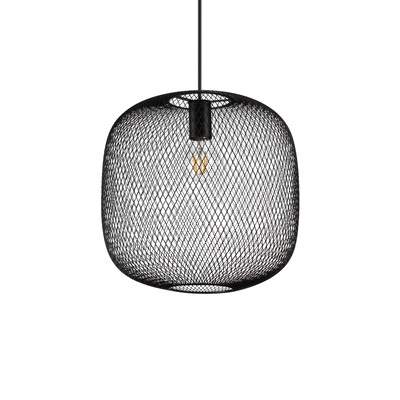 Lampadario quadrato nero design maglia metallica ad angoli smussati geometrie dolci 29cm NET SP1 D34
