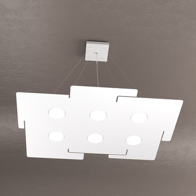 Lampadario rettangolare metallo bianco 6 luci 1161/S6 ECHO TOP LIGHT