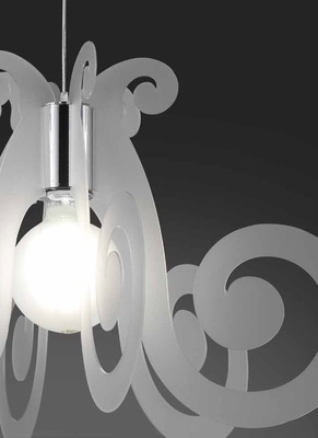 Lampadario design ricciolo bianco satinato moderno in plastica MI/S/64/SA MIZAR LINEA ZERO