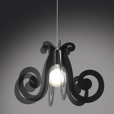 Lampadario moderno grigio scuro fum&egrave; ricciolo acrilico MI/S/64/FU MIZAR LINEA ZERO