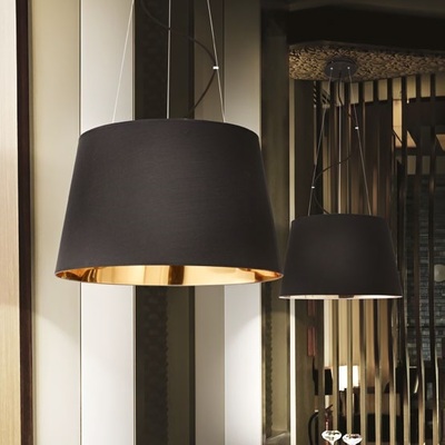 Lampadario riflessi caldi 6 luci paralume trapezio nero oro 60cm NORDIK SP6 IDEAL LUX