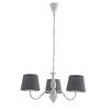 Particolare di Lampadario romantico chic bianco 3 luci tessuto grigio camera da letto salotto ingres