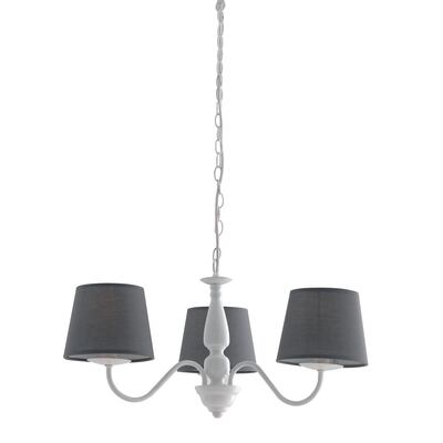 Lampadario romantico chic bianco 3 luci tessuto grigio camera da letto salotto ingresso  43854