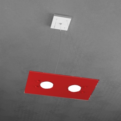 Lampadario rosso a sospensione in vetro forma rettangolare 1141/S2-R-RO PATH TOP LIGHT