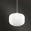 Particolare di Lampadario rotondo moderno vetro bianco satinato sfaccettato 40cm  42638
