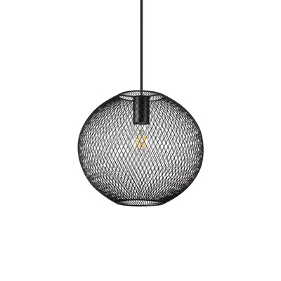 Lampadario maglia metallica a sfera nero a Sospensione NET Nero d29 NET SP1 D29 NERO IDEAL LUX