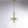 Particolare di Lampadario bronzato 4 sfere trasparenti linea a V vetro trasparente artistico  43676