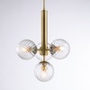 Ulteriore dettaglio di Lampadario bronzato 4 sfere trasparenti linea a V vetro trasparente artistico