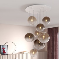 Lampadario design 8 combo sfere mix fum&egrave; ambra bronzo  42502