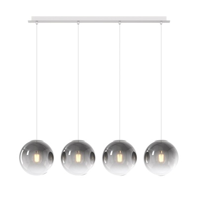 Lampadario fili regolabili diverse altezze 4 sfere 20cm fum&egrave; allineate  42485