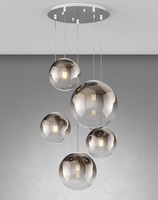Lampadario con 5 sfere di vetro design a grappolo con fili  42499