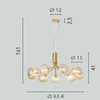 Misure Lampadario a sospensione nero design rotondo 9 sfere vetro fume