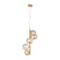Lampadario a sospensione oro spirale di 5 sfere vetro ambra 41872 COLORI E LUCI