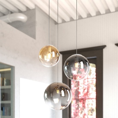 Lampadario moderno 3 sfere vetro design 30/25/20cm grappolo  42492