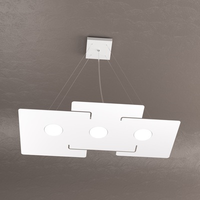 Sospensione rettangolare metallo bianco 3 luci 1161/S3 ECHO TOP LIGHT