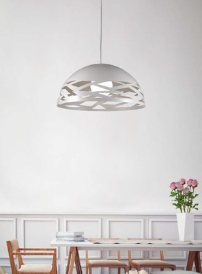 Sospensione lampadario a cupola metallo bianco taglio laser 50cm  41401