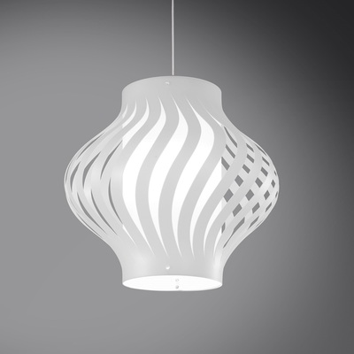 Lampadario sospensione decorativa design sinuoso bianco plastica  43278