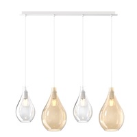 Lampadario a sospensione lineare combinazione di 4 vetri trasparenti e ambra  41646