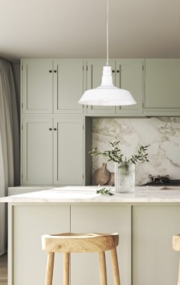 Lampadario a sospensione in metallo bianco opaco a cappello 41850 WILL LUCI MODERNE
