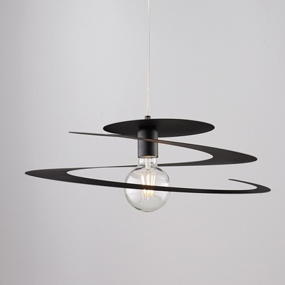 Lampadario nero moderno a sospensione in metallo spirale morbida d50  42383