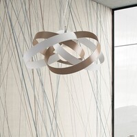 Lampadario a sospensione moderno tortora e bianco a fasce metalliche 40546 LUCI MODERNE