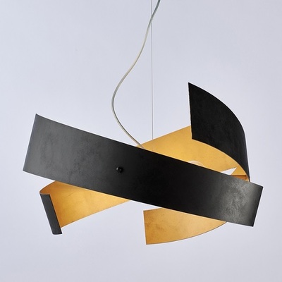 Lampadario moderno elegante nero interno oro spirale fasce  42387