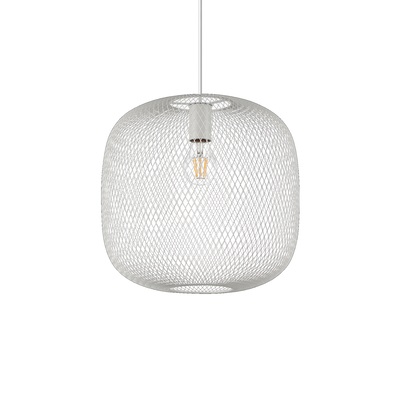Sospensione Design squadrato Bianco 29cm lampadario leggero ed easy in maglia metallica NET SP1 D34 