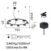Particolare di Lampadario nero design grande cerchio 76,5cm cilindretti MINOR ROUND SP8 IDEAL LUX