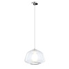 Immagine aggiuntiva di Lampadario piccolo vetro trasparente pi&ugrave; vetro bianco interno rosone cromato 