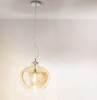 Particolare di Lampadario moderno specchiato trasparenza sfumata ambra dettagli ottone brunito  4396