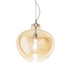 Ulteriore dettaglio di Lampadario moderno specchiato trasparenza sfumata ambra dettagli ottone bruni