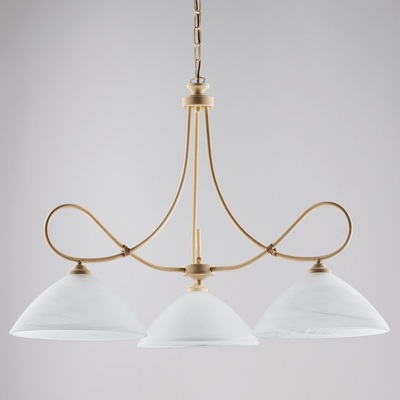 Lampadario ampio 3 luci avorio decap&egrave; vetri a cappello  43166