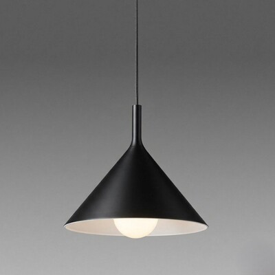 Lampadario piccolo cono nero 30cm industrial moderno contrasto materico  44408